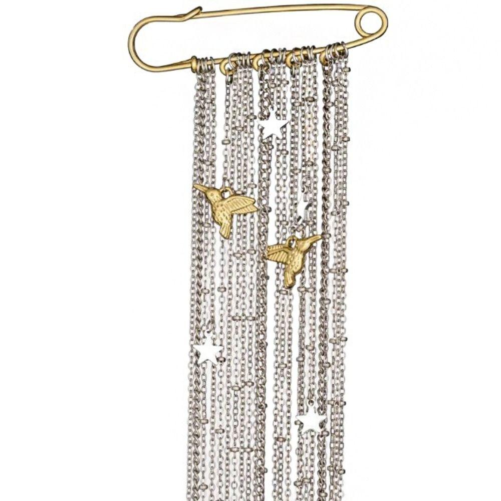 Peace Dove Pendant Tie Collar Needle Bird Multi-layer Chains Pin  Suit Accessories