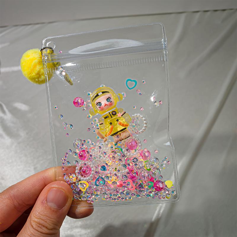 

Cute Cartoon Doll Transparent Storage Bag Pendant Creative Design Cool Cartoon Keychain