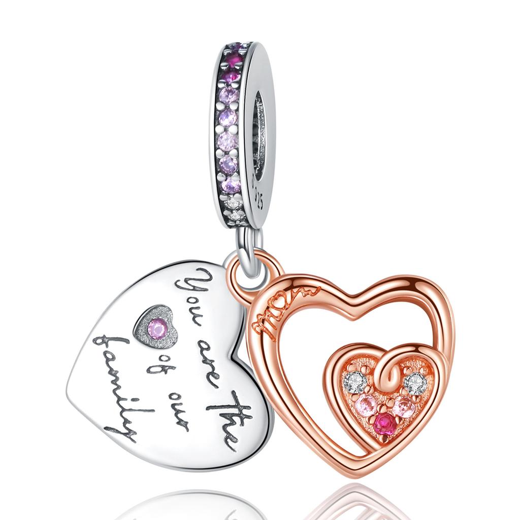 New Red And Green Hearts Charm Fit Original Bracelet Shining Bead Diy Women Jewelry Giftcopper Trinket Jewelry Party Gift