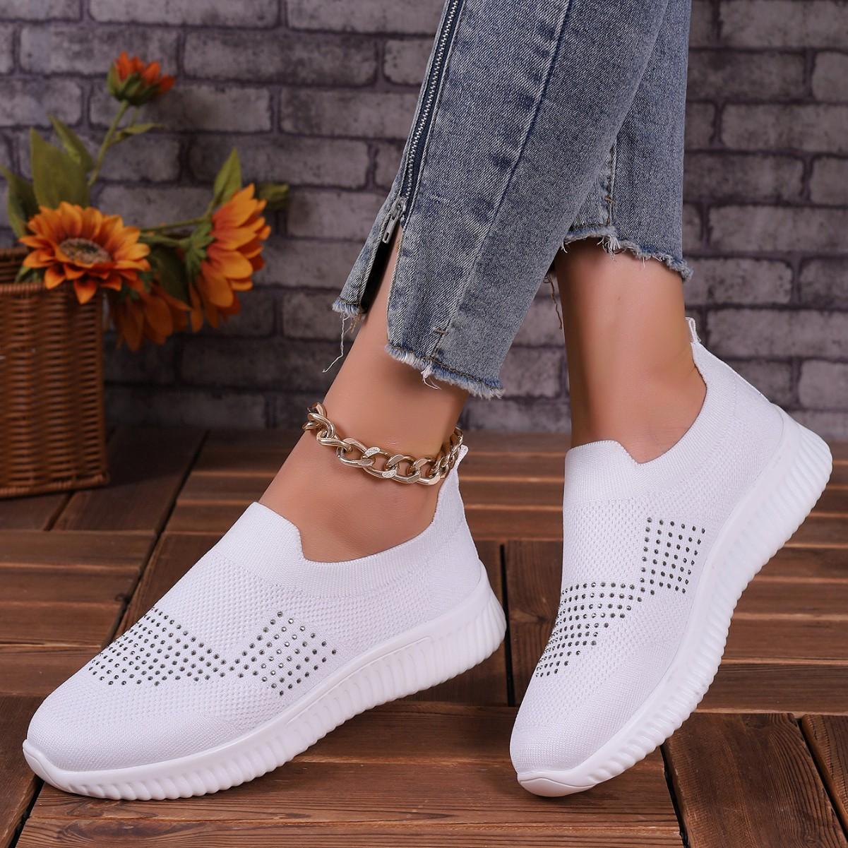 Женская обувь осень новая подошва-маффин повседневная летящая тканая спортивная обувь женская 36 белый