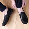 Men's Leather Casual Shoes Brand Loafers Simple Black Men's Business Work Shoes Flat Bottomed Non Slip Shoes Mo-4442