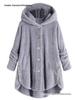 Spring 2026 Women's European-American Plush Button Top, Irregular Solid Color Coat