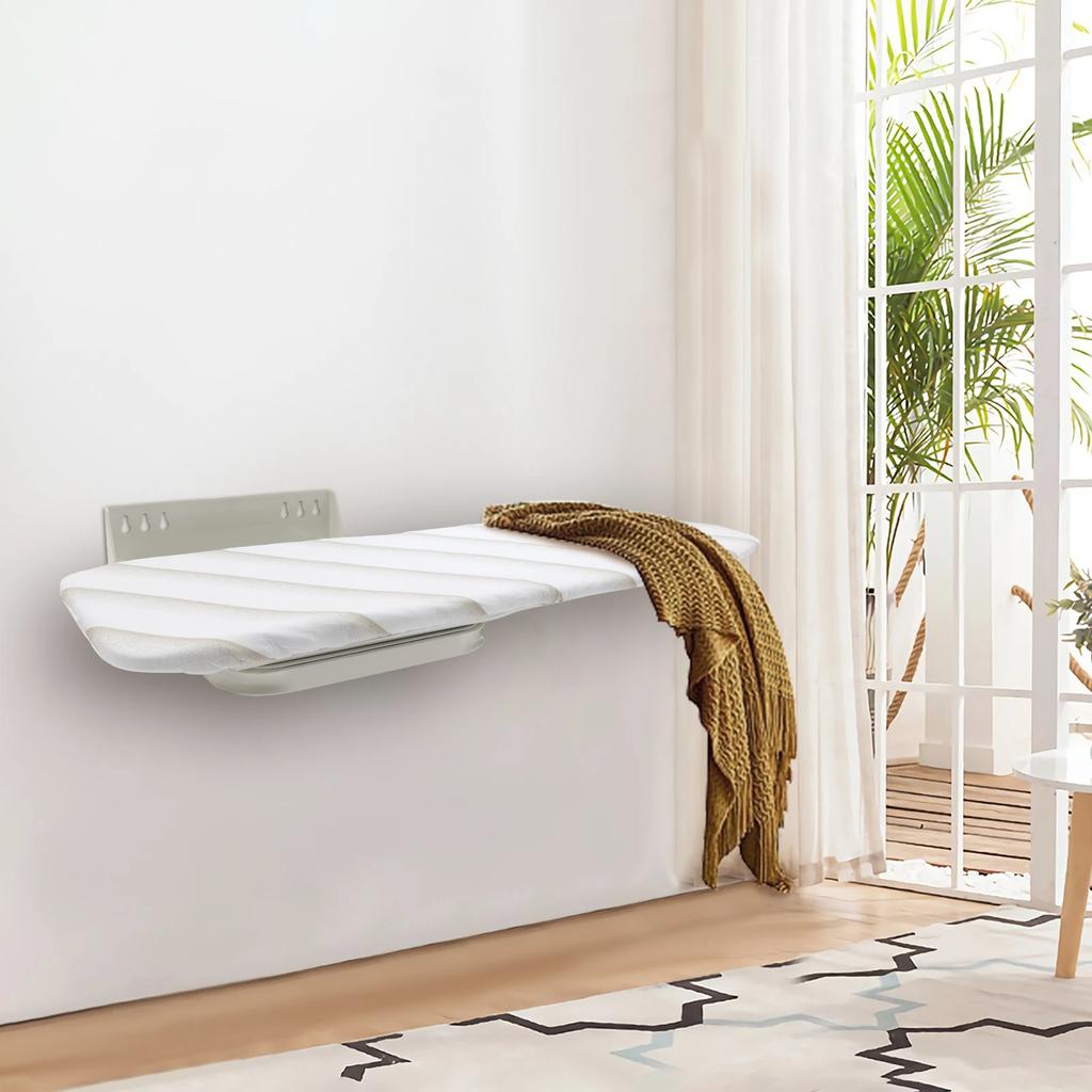Bymaocar White Folding Ironing Board, Rust-Proof 37.4*7.5iIn Wall Mounted Clothing Storage Board for Households & Laundry Shops