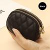 Rhombus Texture Key Ring Coin Bag Double Zipper Leather Small Change Bag Women's Mini Card Holder