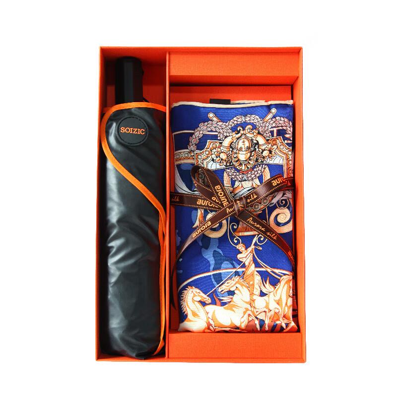 Aurora Dawn Mulberry Silk Scarf & Umbrella Set