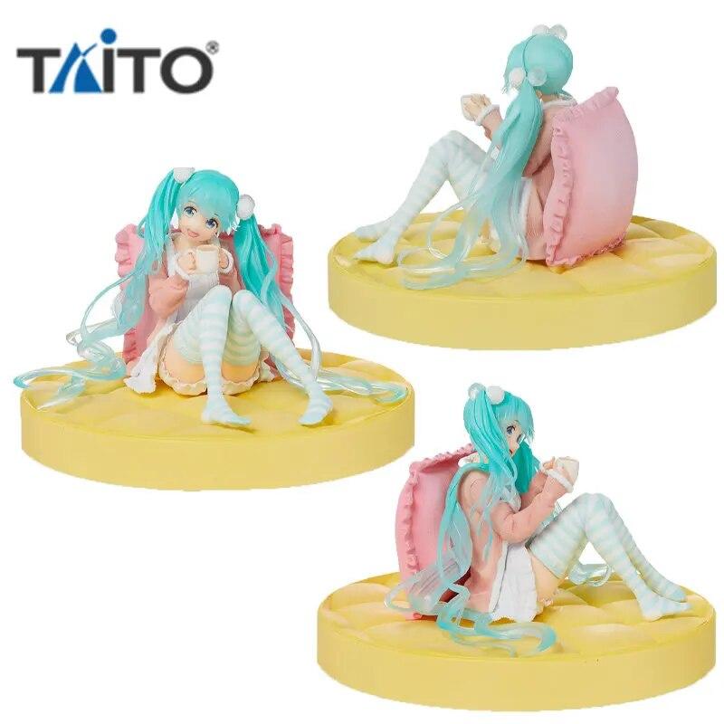 

TAITO натуральная аниме-фигурка Хацунэ Мику, домашняя одежда, пижамы, поза для сидения, фигурка, игрушки для детей, подарок, Коллекционная модель