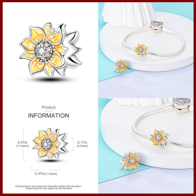 100% Kupfer Exquisite Blume Sonnenblume Spinne Anhänger Perlen Passend für Qikaola Original Armbänder Diy Geburtstags Schmuck Geschenk