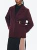 2026 Spring Angora Red Women's Blazer - European & American Luxury Design with Irregular Waist-Cinching