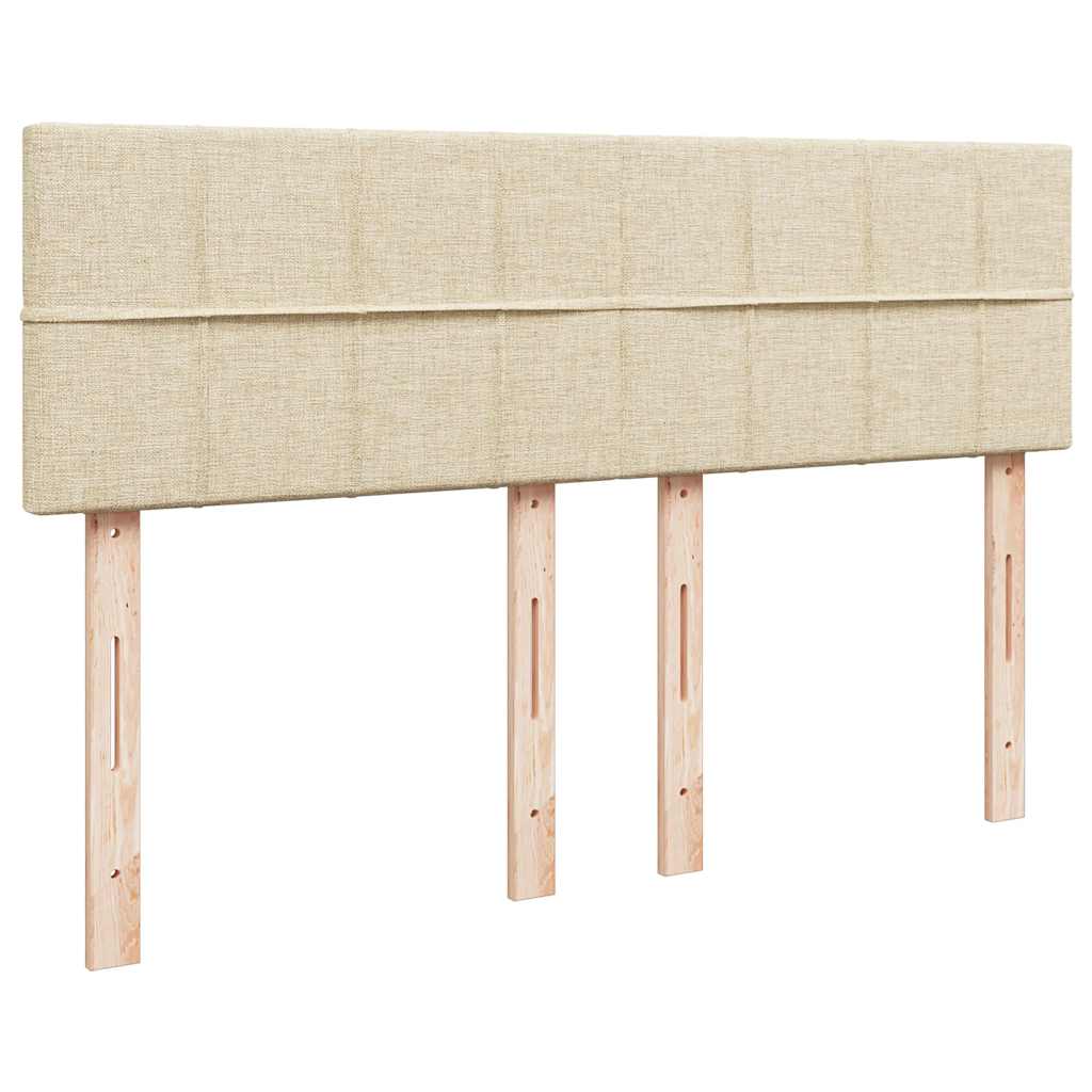 Box Spring Bed with Mattress Cream 140x190 cm Fabric
