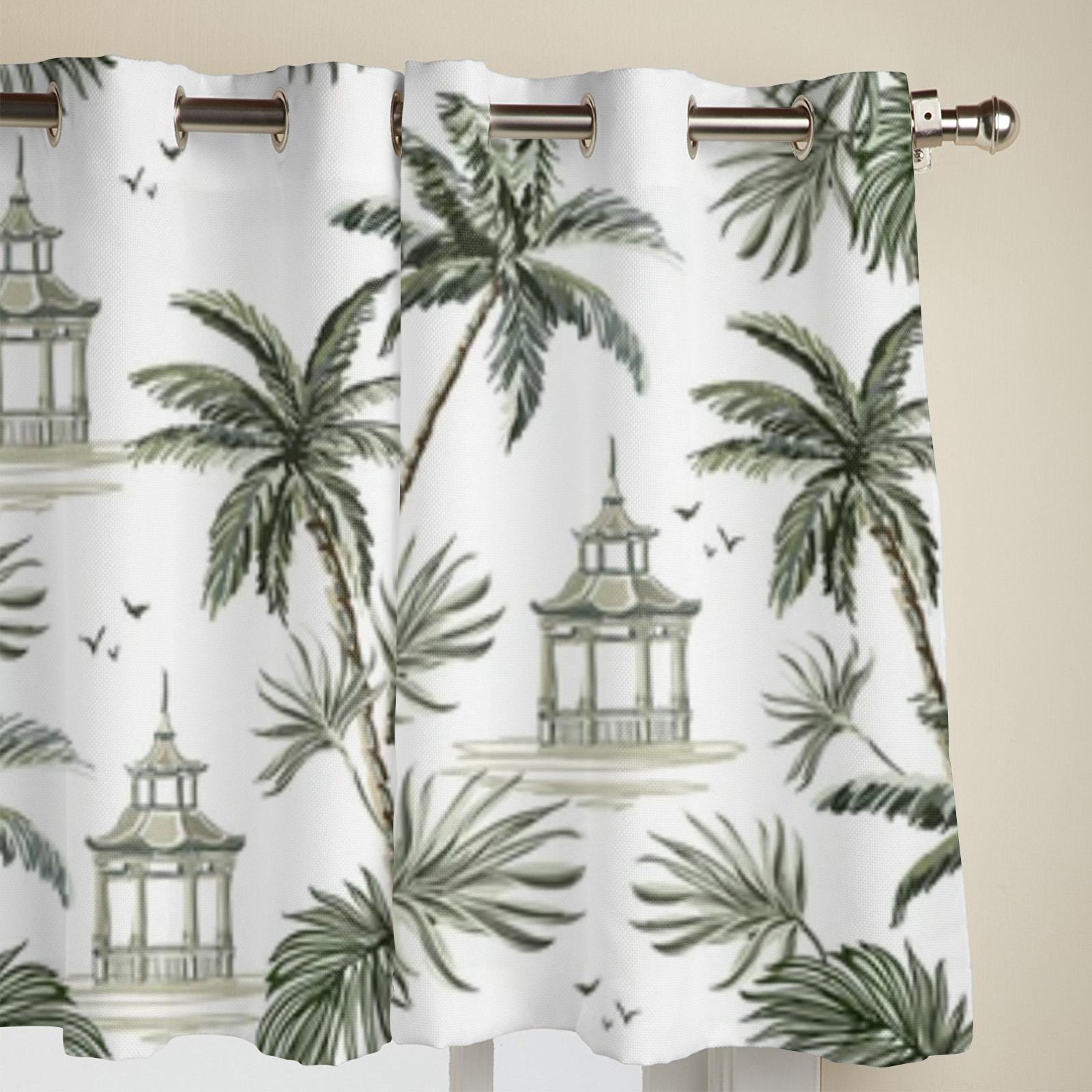 Тропический винтажный узор с пальмами оконная занавеска для детской комнаты домашние — фото 4