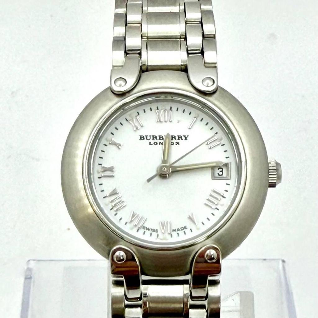 Used [New Battery] BURBERRY 11000L Ladies Watch Silver Date 19486