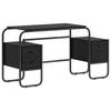 Desk with Storage Black Oak Look 145 X 50 X 75 Cm
