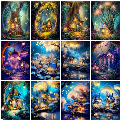 5D Diy Diamond Painting Tree House Full Square Round Embroidery Mosaic Fantasy Landscape Handmade Home Decor