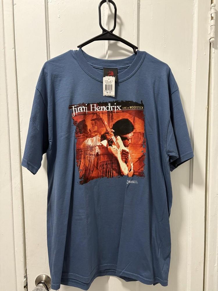 Vintage Jimi Hendrix Live At Woodstock Shirt Mens Large Blue Tee Zion Rootswear Unisex T-Shirt S