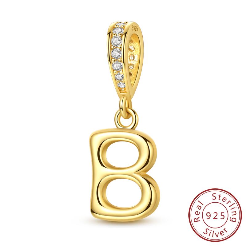 Dekorative Charms Perlenelemente Echtes Kupfer A-Z Alphabet 26 Buchstaben Charm Dekorationen Anhängerstück Geeignet Für Authentischen Armreif Armband