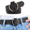 PU Leather Belts for Women PU Leather Waistband Circle Buckle No Prong