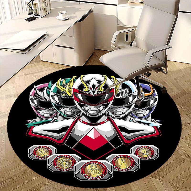 1pc Power Rangers Zodiac Ranger Round Carpet - Anime Design Office Chair Mat