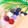Natural Gemstone Carved Flower Ornaments - Small Drilled Decorative Craft