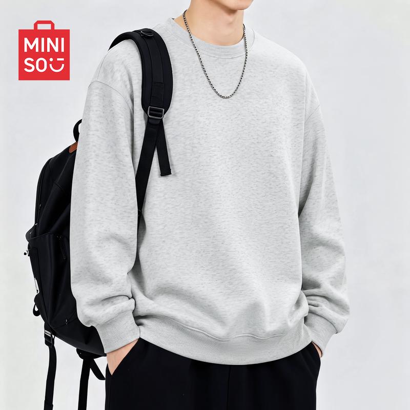 MINISO Men's Casual Crew Neck Pullover Sweatshirt
