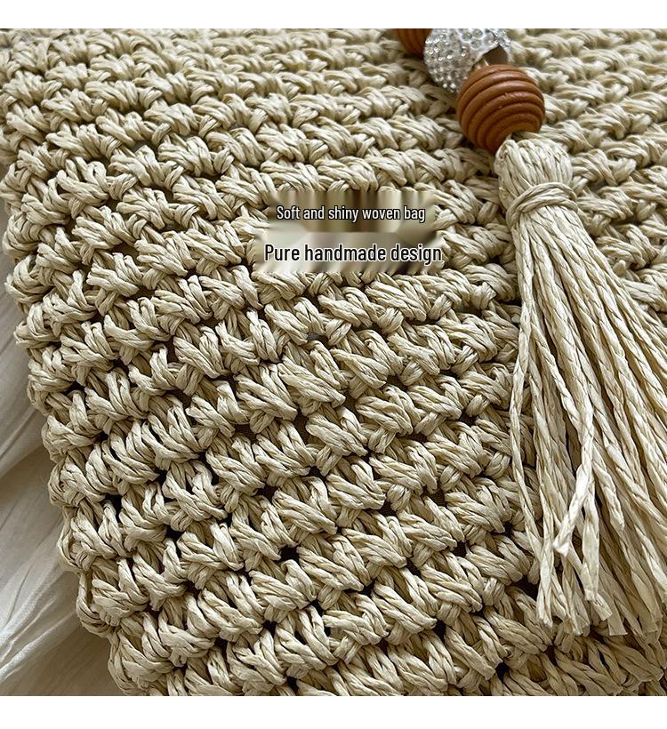 2025 Dam Populär Vävd Crossbody Hinkväska - Resa Strand Halm Axelväska för Sommaren