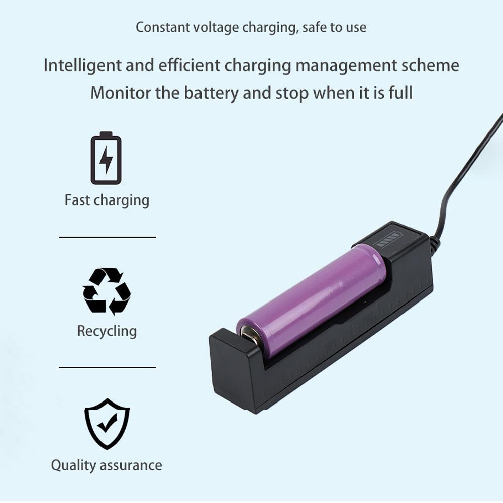 Slot 1 Usb Charger Adapter Led Smart Charging For Rechargeable Batteries Li-Ion 18650 14500 Universal Battery Charger