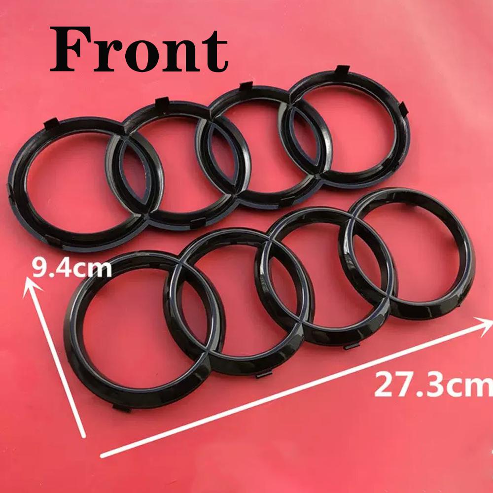 1pcs Black/Silver 4 Ring ABS Car Hood Front Bonnet Grill Rear Trunk Emblem Logo Badge Sticker For 8blkz A3 A4 A6 Q2 Q3Accessories blkz8