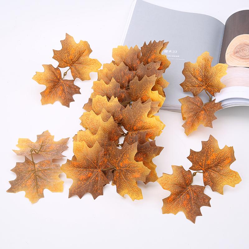 10Pcs Artificial Maple Leaves Fake Fall Leaf Artificial Plants For Autumn Decoration Wedding Home Wreath Christmas Decoration