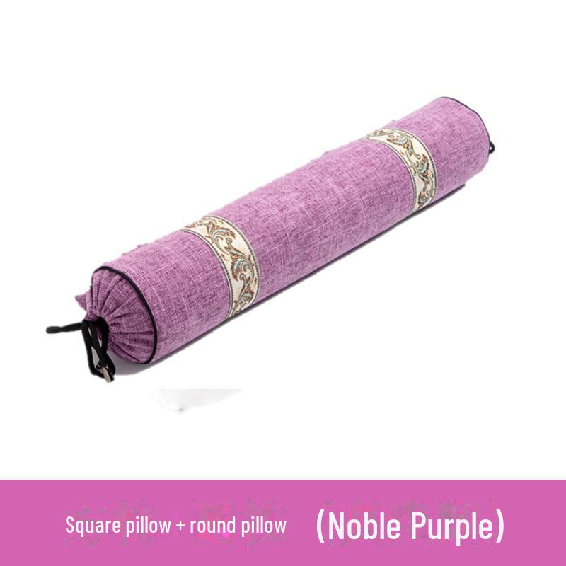 Cylindrical Bamboo Charcoal Cervical Pillow with Linen and Moxa for Neck Support