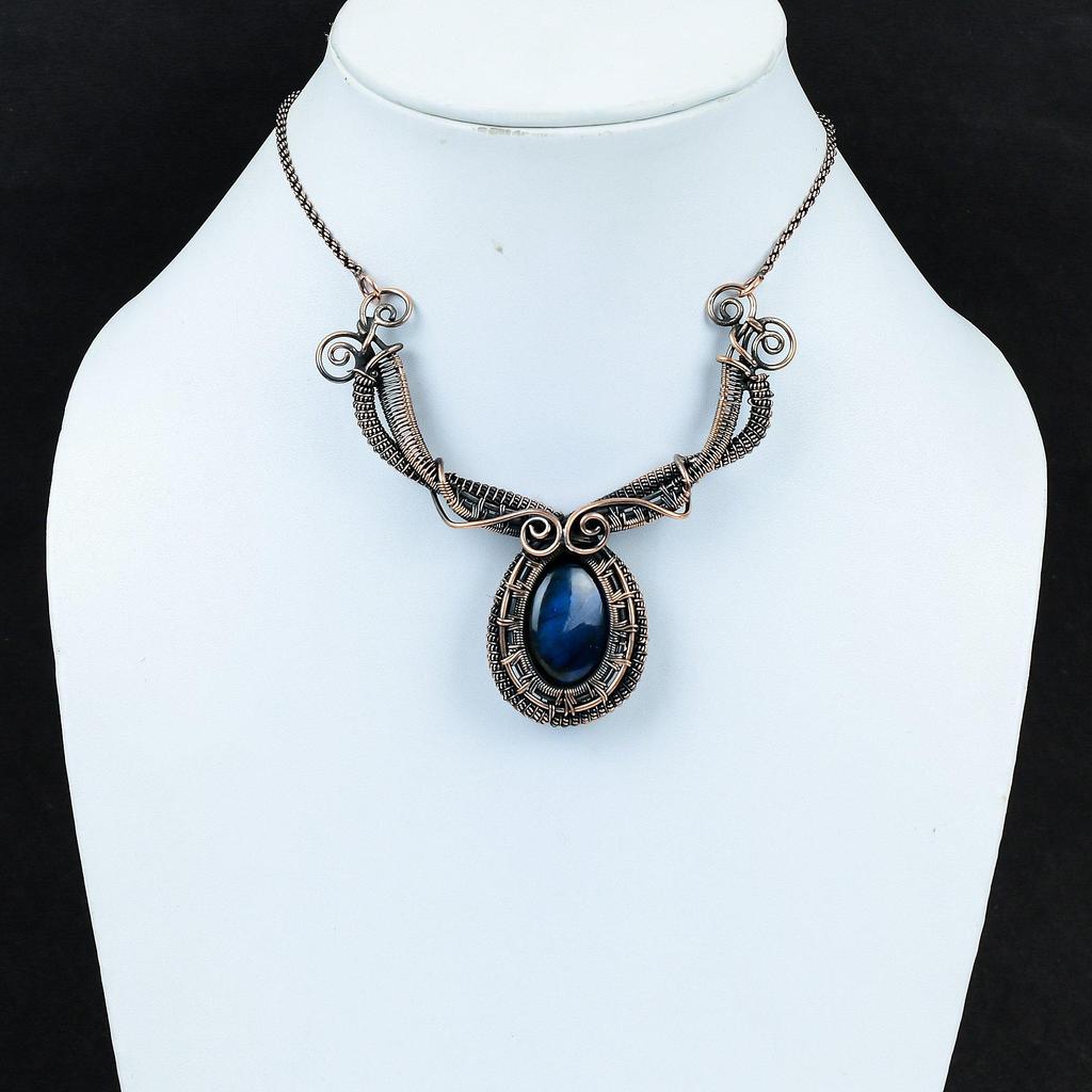 Labradorit Kupfer Halskette Kupferdraht gewickelt Schmuck handgemachte Halskette Labradorit Schmuck Jahrestag Geschenke Draht wickeln Edelstein Halskette