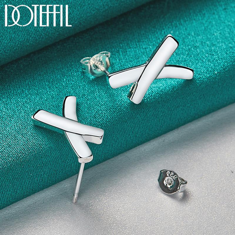 925 Sterling Silver Geometric Earrings Party Fashion Wedding Jewelry