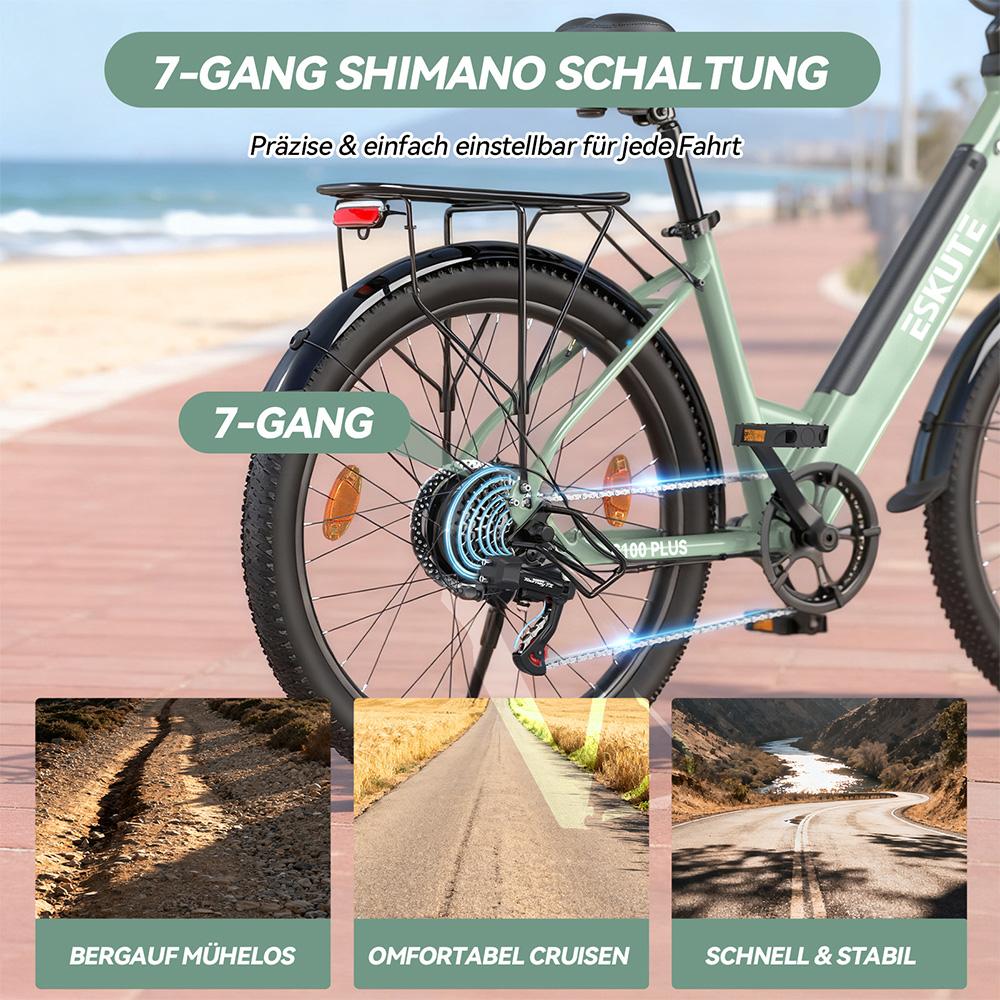 Electric Bicycle ESKUTE C100 26" 250W Motor LCD Display 36V 13AH City Ebike For Adult Top Speed 25Km/h Disc Brake