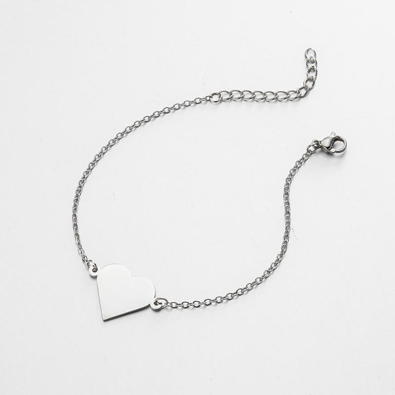 18K Gold Plated Stainless Steel Heart Pendant Bracelet Gift
