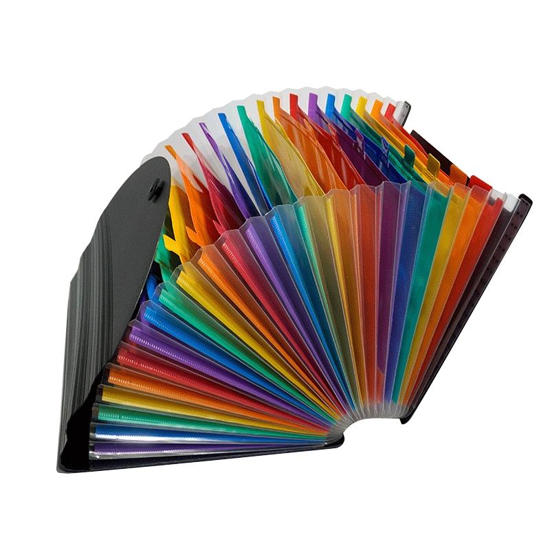 24 Pockets Colorful PP Plastic Leather Manila Paper Cardboard Waterproof Document Folder Bag Expanding File Folder