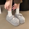 Fashion Casual Non-slip Winter Mary Jane Cotton Shoes Outdoor Wear Comfortable and Versatile Platform Fuzzy Shoes Women