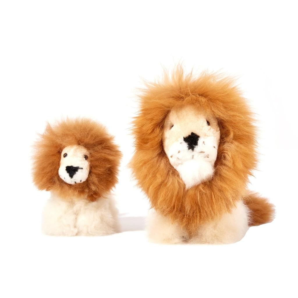 INJOI Plush Animal, Natural Alpaca Fur, Rare, Fluffy, Handmade, Cute, Perfect Gift for Anniversaries and Special Occasions (Lion, 30cm, Natural,