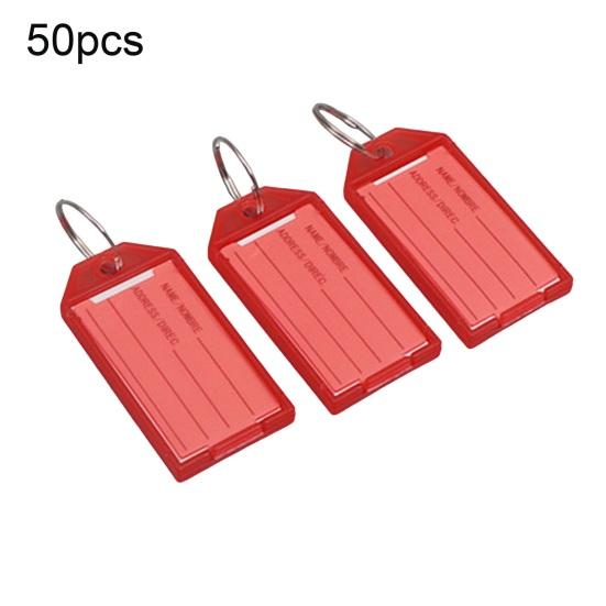 50Pcs Key Tags Bright Colors Plastic Waterproof Writable Hotel Key Organizer with Detachable Metal Rings Crack-resistant Key Labels Hotel Office Key