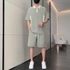 Herr sommar set med isilke pikétröja och shorts