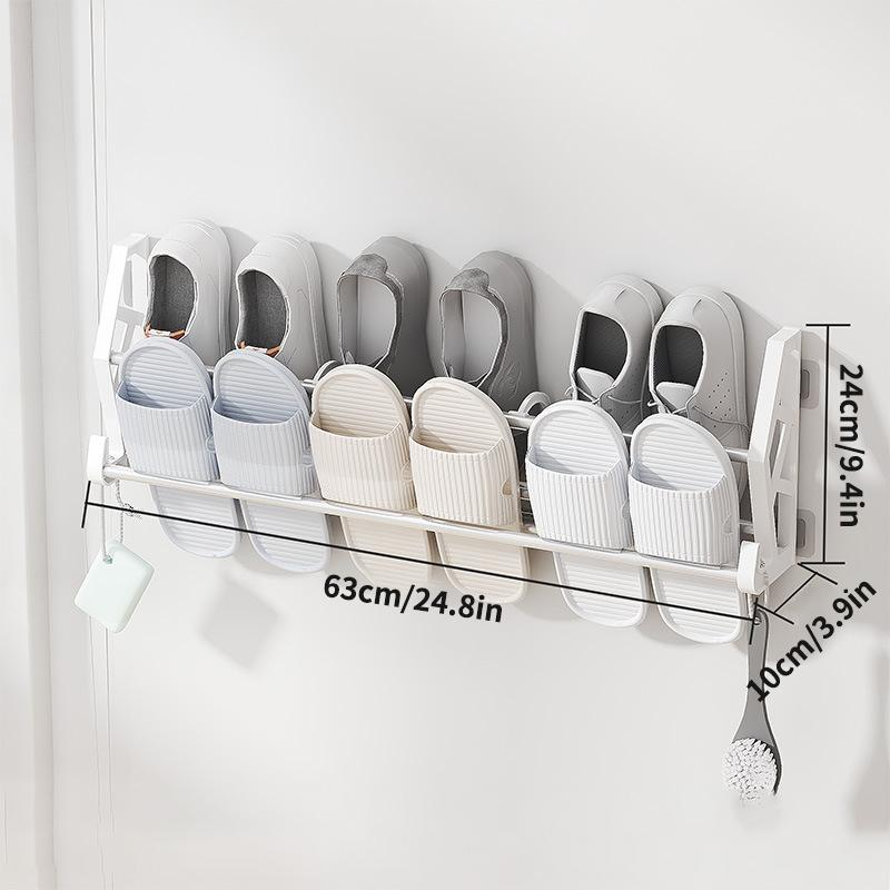 Nail Free and Hole Free Door Back Shoe Rack, Bathroom Slipper Rack, Simple Multi-layer Assembly, Wall Mounted Storage Rack