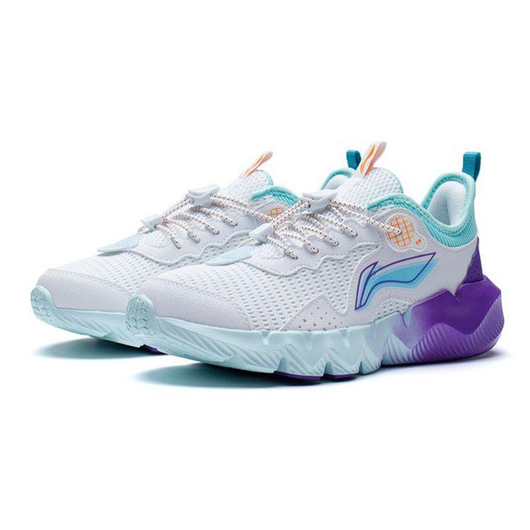 LiNing Lost Shock Absorption Rebound Sports Casual Shoes Kids Sneakers White Purple YKCS072-5