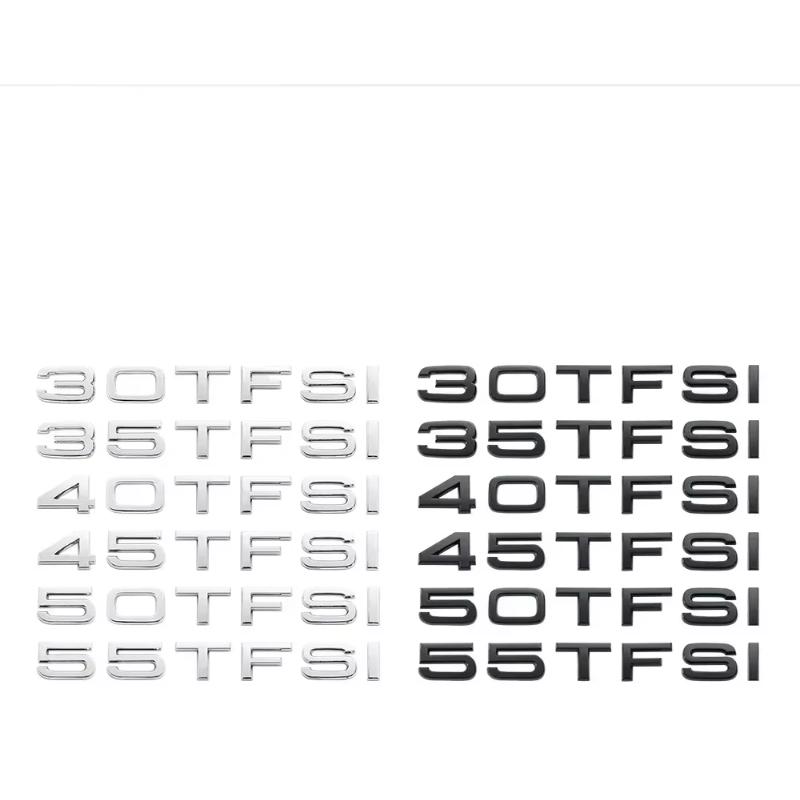 For 2s Chrome Black 3D Letters 30TFSI 35TFSI 40TFSI 45TFSI 50TFSI 55TFSI Rear Trunk Emblem Badge Sticker Car AcessoriesA1