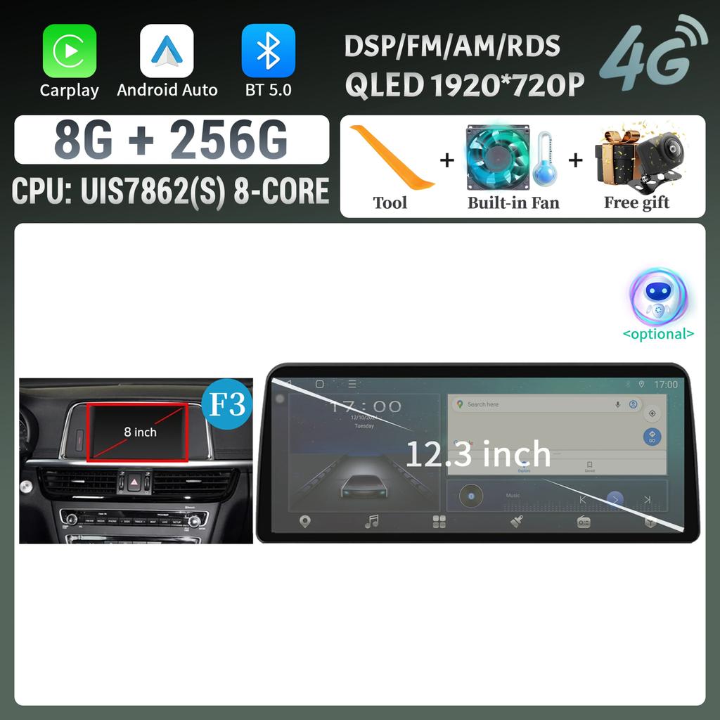 12,3 Zoll Android 14 Für KIA K5 Optima 2015 2016 2017 2018 2019 Autoradio Multimedia Navigation GPS Carplay Stereo Touchscreen