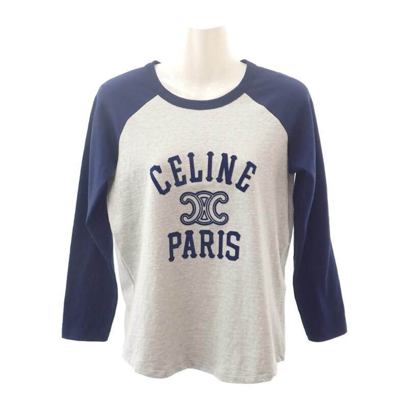 CELINE  2X04K865W.09SH Long-sleeved T-shirt gray/Navy cotton Women