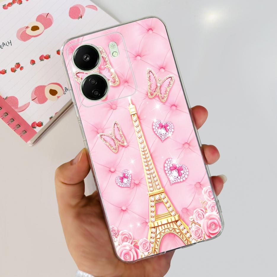 For Xiaomi Poco C65 Case Cute Cat Butterfly Cover Soft TPU Phone Case For Xiaomi Redmi 13C Redmi13C PocoC65 Fundas 6.74'' Bumper