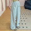 Summer Korean Minimalist Striped Pajama Pants for Women  HighWaist StraightLeg Casual Home Trousers for Outdoor Wear