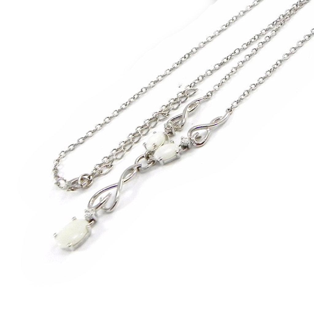 Les Trésors De Lily [G9293] - Colier Argint 'Zeița Opal' Alb argintiu (rodiat) - 25x6 mm