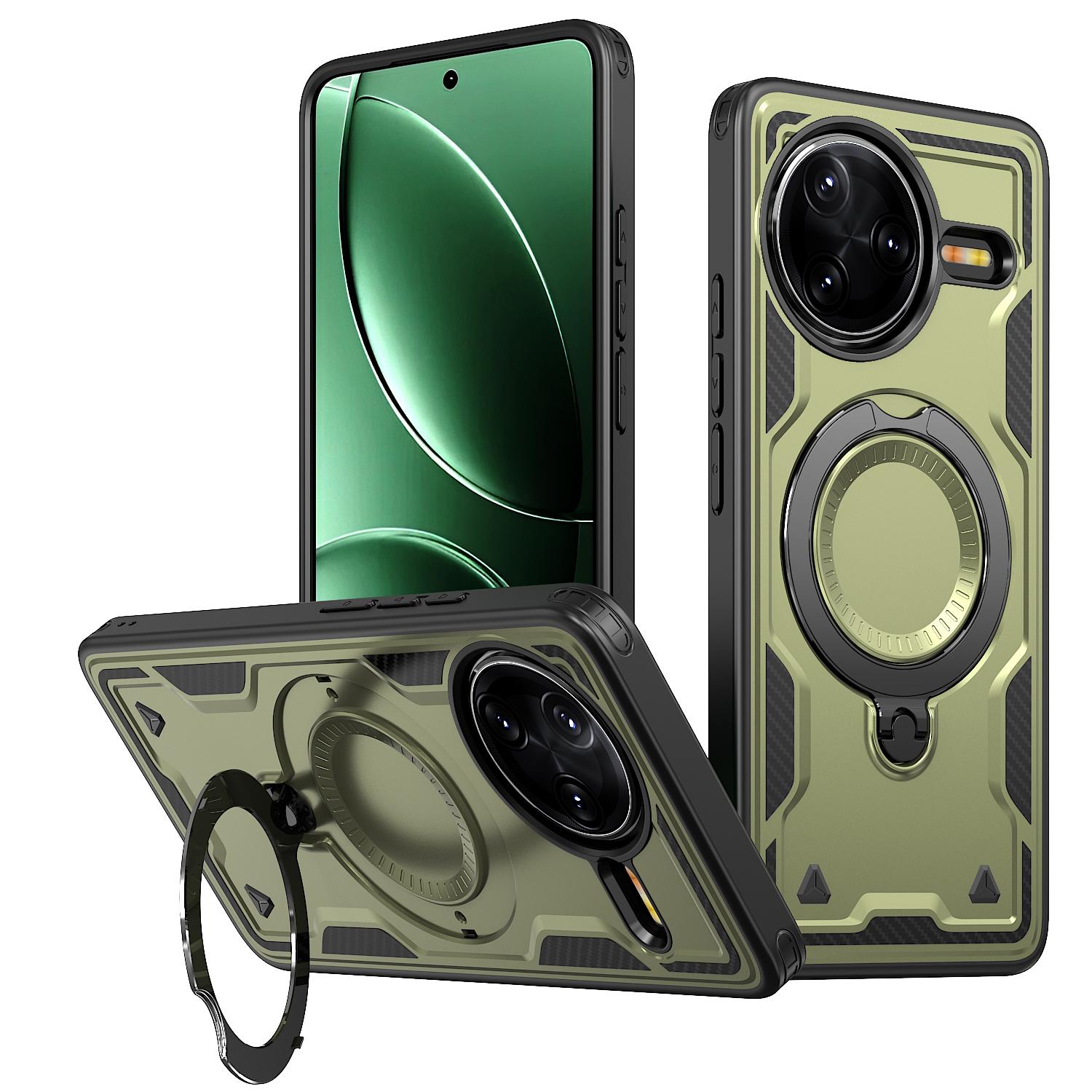 

Magnetic Case For Xiaomi Redmi K80 5G/K80 Pro 5G/Poco F7 Pro 5G/F7 Ultra 5G Military Protection PC+TPU Kickstand Phone Cover Olive Green