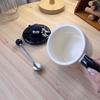 Coal Ball Mug with Lid Ceramic Drinking Cup Birthday Gift for Friends Funny and Creative Men's and Women's Coffee Cups