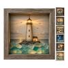 Sea Glass Art Painting with LED Light, DIY Mosaic Arts and Craft Kit, Ocean Themed Painting Kit, Beach Art Kit for Home Office Bookshelf Decoration