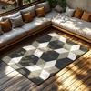Tuniu Geometric Hexagon Grey Black Rug Non-Slip Floor Mat Living Room Bedroom Kitchen Decor