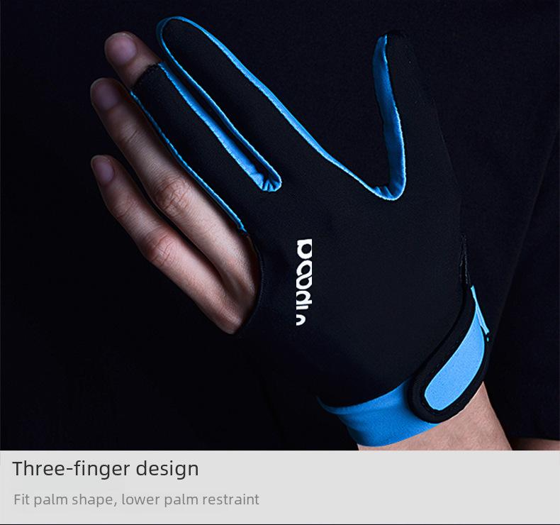 Guantes de billar unisex de tres dedos, sin dedos, ambidiestros, paquete individual